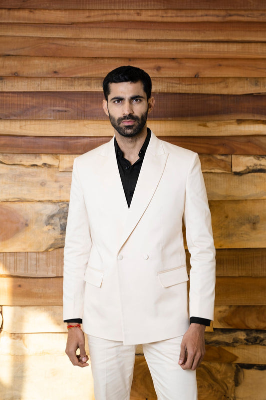 Cream Suit with Single Button